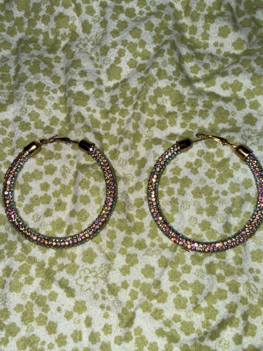 Gold-Tone Multicolor Crystal Hoop Earrings - Women Jewelry